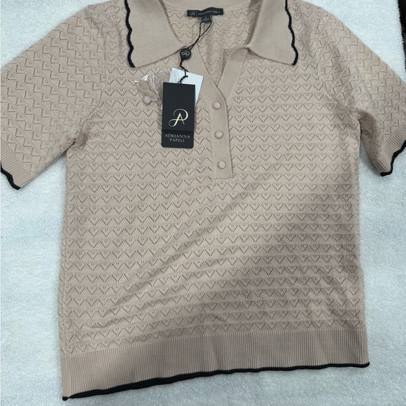 ADRIANNA PAPELL Beige Short Sleeve women t-Shirt - Picture 8 of 9